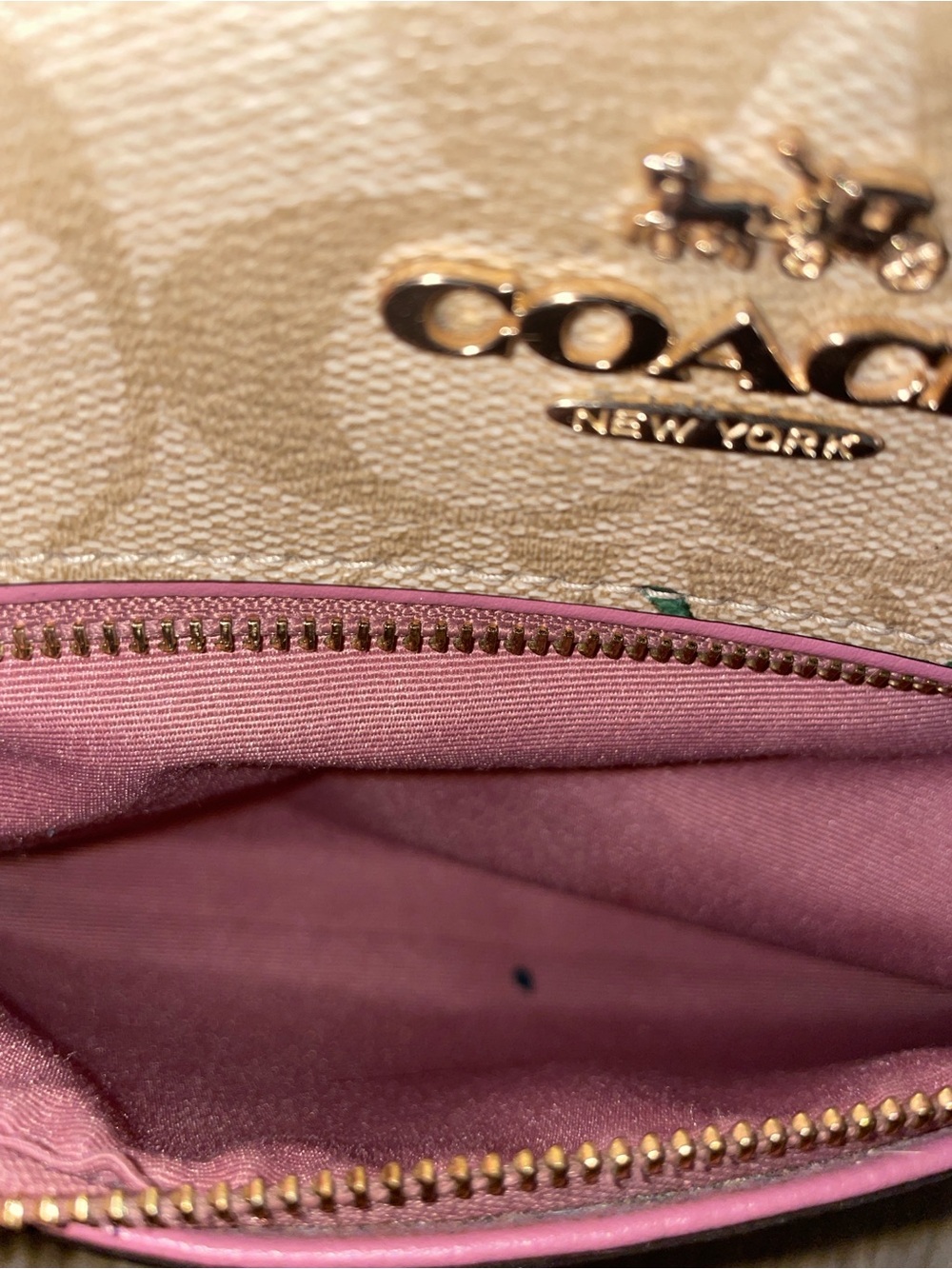 Coach Beige Signature Floral Dome Satchel with Pink Trim - Picture 9 of 13